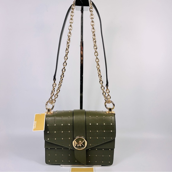 Michael Kors Olive Green Convertible Crossbody Shoulder Chain Bag NWT - Picture 2 of 14